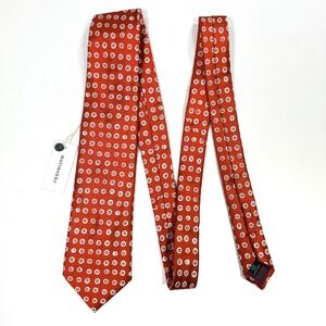 Marimekko Sakari Silk Tie Orange Red White Geometric Bullseye Pattern Made Italy